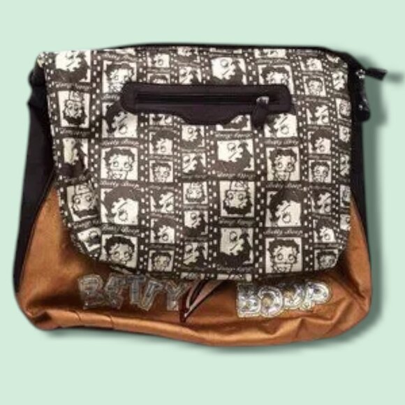 NWOT Betty Boop Shoulder Bag Tote Vegan Leather Rhinestones - Picture 7 of 13